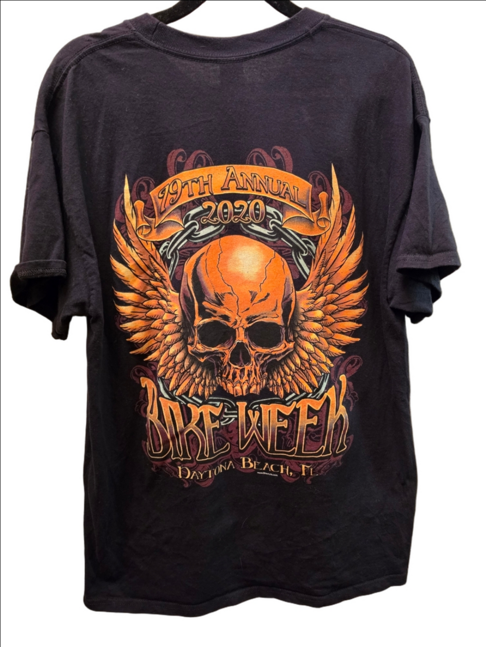 2020 Daytona Bike Week Skull Wings Motorcycle Biker Graphic T-Shirt L